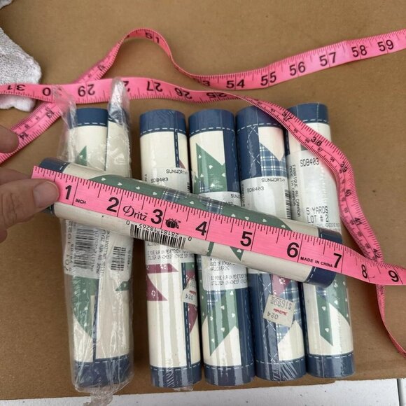 Lot Of 6 Packs Of Sunworthy Vintage Wallpaper Border Geometric Country Quilt - Picture 4 of 6